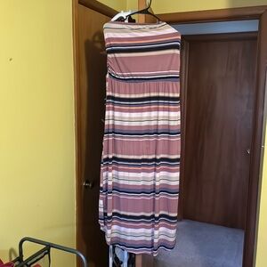 High low strapless maxi dress